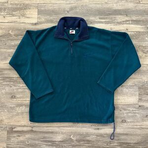 Vintage 90s Nike Embroidered Swoosh Fleece 1/4 Zip Sweatshirt Size XL